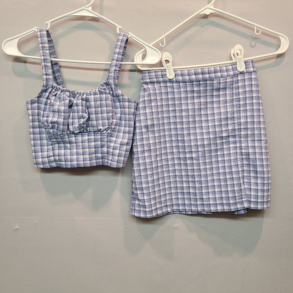 Hollister Plaid Crop Top & Skirt Set
